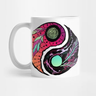 Blue Red Blend Feathers Yin Yang Mug